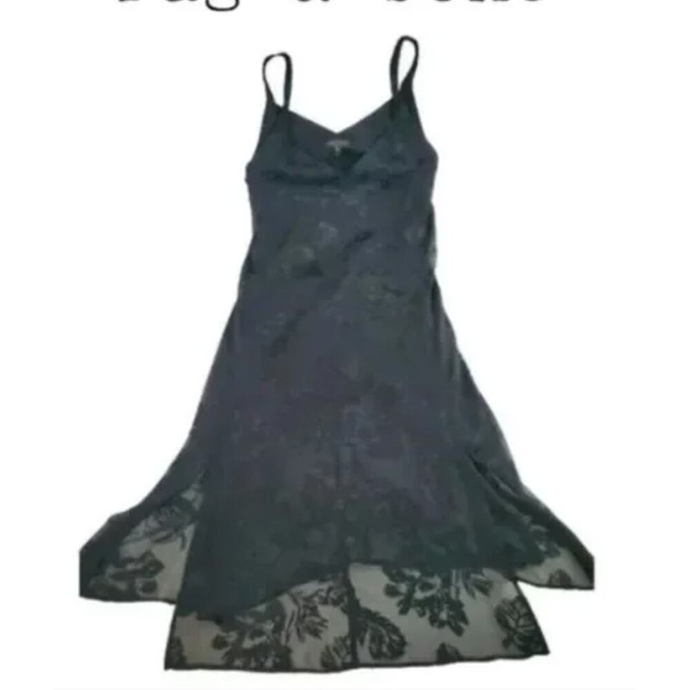 rag and bone Colette Slip Midi Velvet Floral V neck Dress Black L